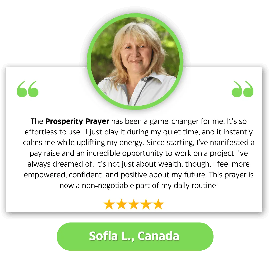 Sofia - prosperity prayer testimonial